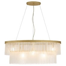 Richards Brushed Brass Glass 2 Tier 5 Light Chandelier
